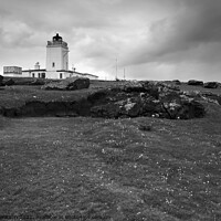 Buy canvas prints of Eshaness Lighthouse (Monochrome) by Steven Watson