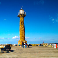 Buy canvas prints of Whitby Lighthouse by Steven Watson