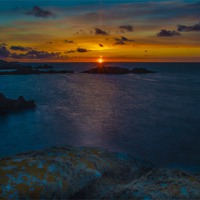 Buy canvas prints of Majestic Sunrise over St Marys Island by David Martin