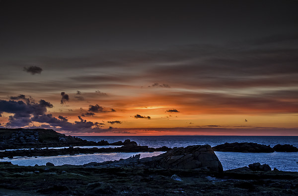 Scilly Isle Sunset Picture Board by David Martin