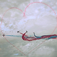 Buy canvas prints of Red Arrows love Heart by David Martin