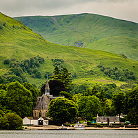 Buy canvas prints of Loch Lomond church by David Martin