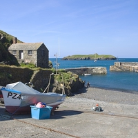 Buy canvas prints of  A view across Mullion Cove by Steven Plowman