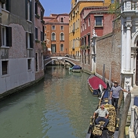 Buy canvas prints of  Gondola on the canal by Steven Plowman