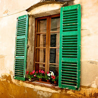 Buy canvas prints of Classic Spanish Window with Flowers by Mark Woodall