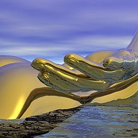 Buy canvas prints of The Golden Swimmer by Hugh Fathers