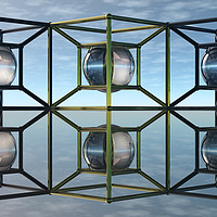 Buy canvas prints of  Tesseracts With Spheres II by Hugh Fathers