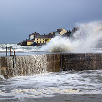 Buy canvas prints of A winter storm buffets the pier at the Long Hole by Michael Harper