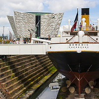 Buy canvas prints of S S Nomadic in Dry dock at Belfast's Titanic Quart by Michael Harper