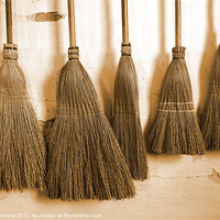 Buy canvas prints of Shaker Brooms on a Wall by Mark Sellers
