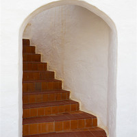 Buy canvas prints of White Door Red Steps by Bill Buchan