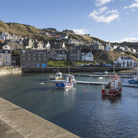 Buy canvas prints of Gardenstown Harbour by Bill Buchan