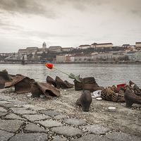 Buy canvas prints of  Shoes On The Danube Bank by Bill Buchan