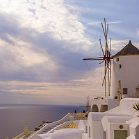 Buy canvas prints of Oia Windmill At Sunset by Bill Buchan