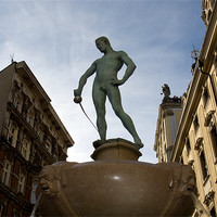 Buy canvas prints of Statue University of Wroclaw Poland by david harding