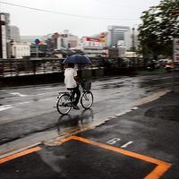 Buy canvas prints of cyclist in rain by david harding