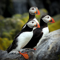 Buy canvas prints of A Trio of Puffins by Laura McGlinn Photog