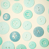 Buy canvas prints of Vintage Blues Button Love by Sharon Johnstone