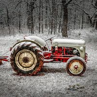 Buy canvas prints of Tractor in the Snow by Doug Long