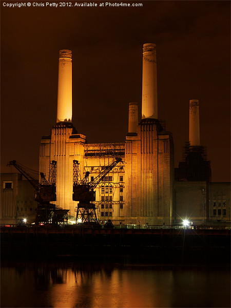 Battersea Power Station Night Framed Mounted Print by Chris Petty