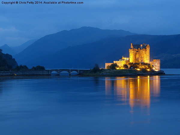 Eilean Donan Castle at night Framed Mounted Print by Chris Petty