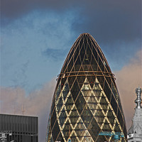 Buy canvas prints of Iconic London Skyline, The Gherkin by Gordon Dimmer