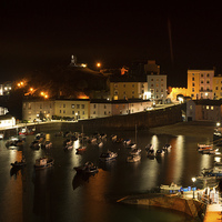 Buy canvas prints of  A View of Tenby Harbour at Night by Gordon Dimmer