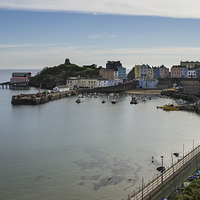 Buy canvas prints of  A View of Tenby Harbour Showing the Lovely Pastel by Gordon Dimmer