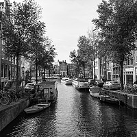 Buy canvas prints of Amsterdam Canal in Black and White by Gordon Dimmer