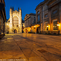 Buy canvas prints of By the Pump Rooms and Bath Abbey by Paul Brewer