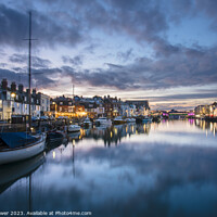 Buy canvas prints of Weymouth Harbour at Dusk in Winter by Paul Brewer