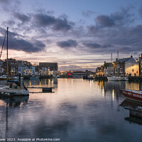 Buy canvas prints of Weymouth Harbour at Dusk in Winter by Paul Brewer