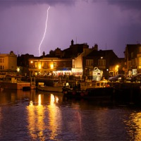 Buy canvas prints of Lightning Weymouth by Paul Brewer
