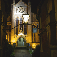 Buy canvas prints of Cheap Street Church Sherborne at Night by Paul Brewer