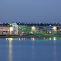 Buy canvas prints of  Weymouth Sea front at night in winter by Paul Brewer