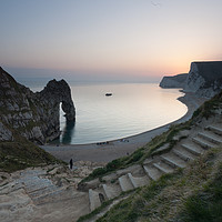 Buy canvas prints of Durdle Door Dorset Sunset on a Spring evening  by Paul Brewer