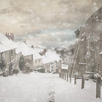 Buy canvas prints of Shaftesbury Gold Hill in Snow by Paul Brewer