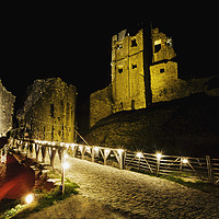 Buy canvas prints of Corfe Castle at night in Winter by Paul Brewer