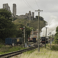 Buy canvas prints of Swanage Railway at Corfe Castle by Paul Brewer