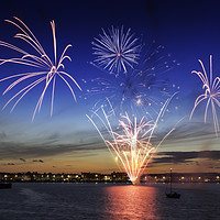 Buy canvas prints of Weymouth Beach Fireworks by Paul Brewer