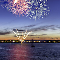 Buy canvas prints of Fireworks Weymouth Bay 2013 by Paul Brewer