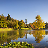 Buy canvas prints of Stourhead Gardens in Autumn by Paul Brewer
