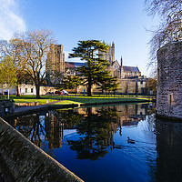 Buy canvas prints of Reflections of Wells Cathedral by Paul Brewer