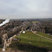 Buy canvas prints of View from Corfe Castle as Train goes by by Paul Brewer