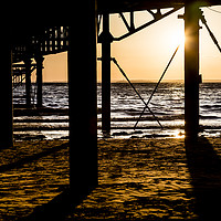 Buy canvas prints of Sunset underneath Weston Super Mare Pier by Paul Brewer