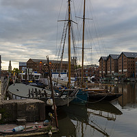 Buy canvas prints of Gloucester Docks looking towards Glucester Cathedr by Paul Brewer