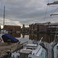 Buy canvas prints of Gloucester Docks with Gloucester Cathedral by Paul Brewer