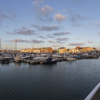 Buy canvas prints of Weymouth Marina with the moon by Paul Brewer