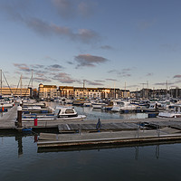 Buy canvas prints of Weymouth Marina at Sunset by Paul Brewer