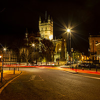 Buy canvas prints of Bath Abbey at night by Paul Brewer